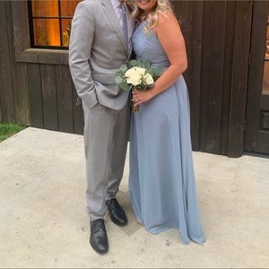 A azure Dusty Blue bridesmaid dress